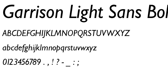 Garrison Light Sans BOLDITALIC font